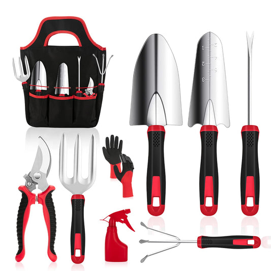 Gardening Tools 9 Pieces Stainless Steel Heavy Duty Tool Set
